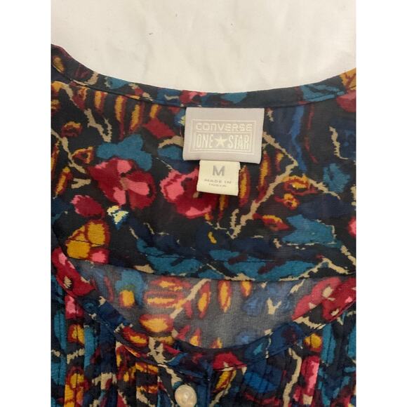 Converse Sheer Floral Long Sleeve Blouse M Cottagecore Dopamine Coquette Girl - Picture 8 of 9